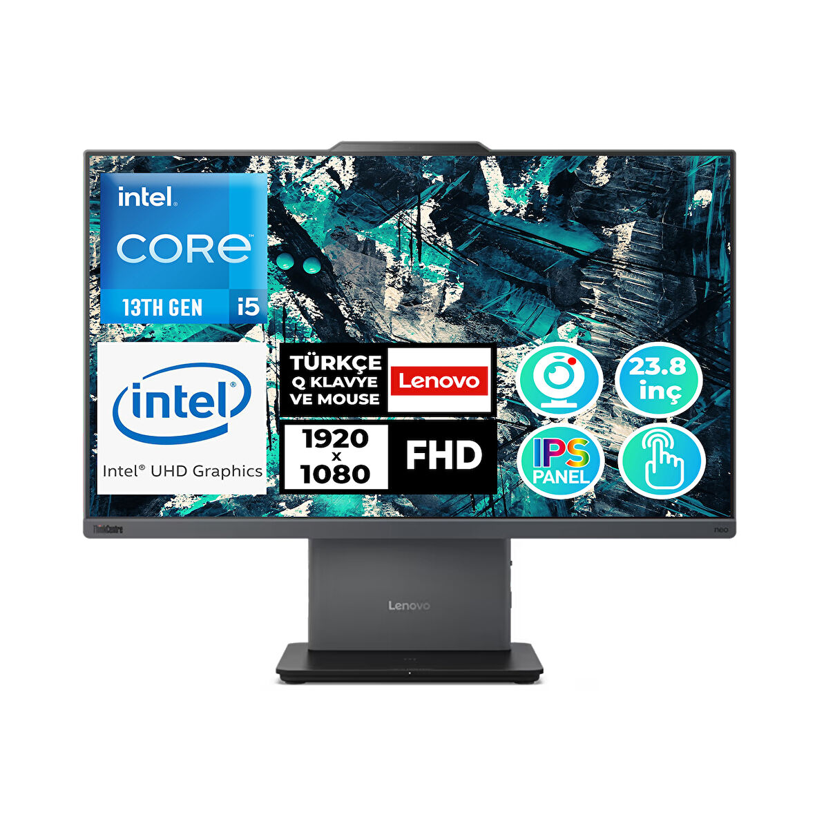 Lenovo ThinkCentre Neo 50a 24 Gen5 i5-13420H 48GB 1TB SSD 23.8" Fdos Dokunmatik AIO 12SC001LTR 006