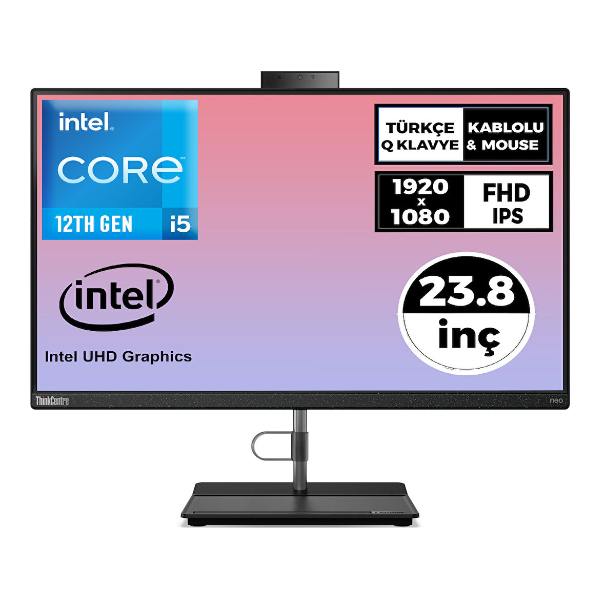 Lenovo ThinkCentre Neo 30A 24 i5-12450H 16GB 512GB SSD 23.8" FHD Freedos All In One Pc 12CE0087TX