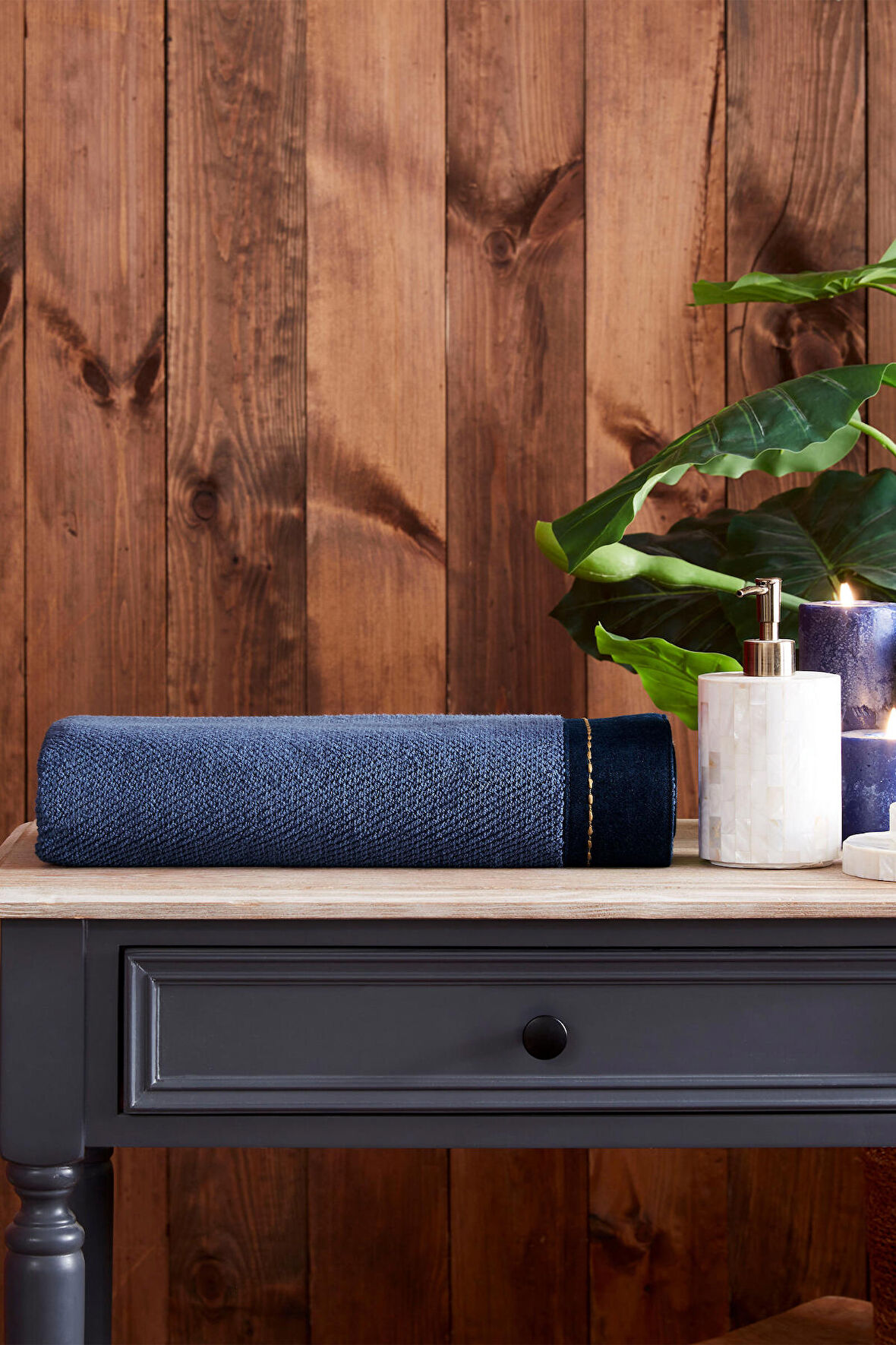 Özdilek Oregon Maskülen Nakışlı Denim Banyo Havlusu 90x150 cm