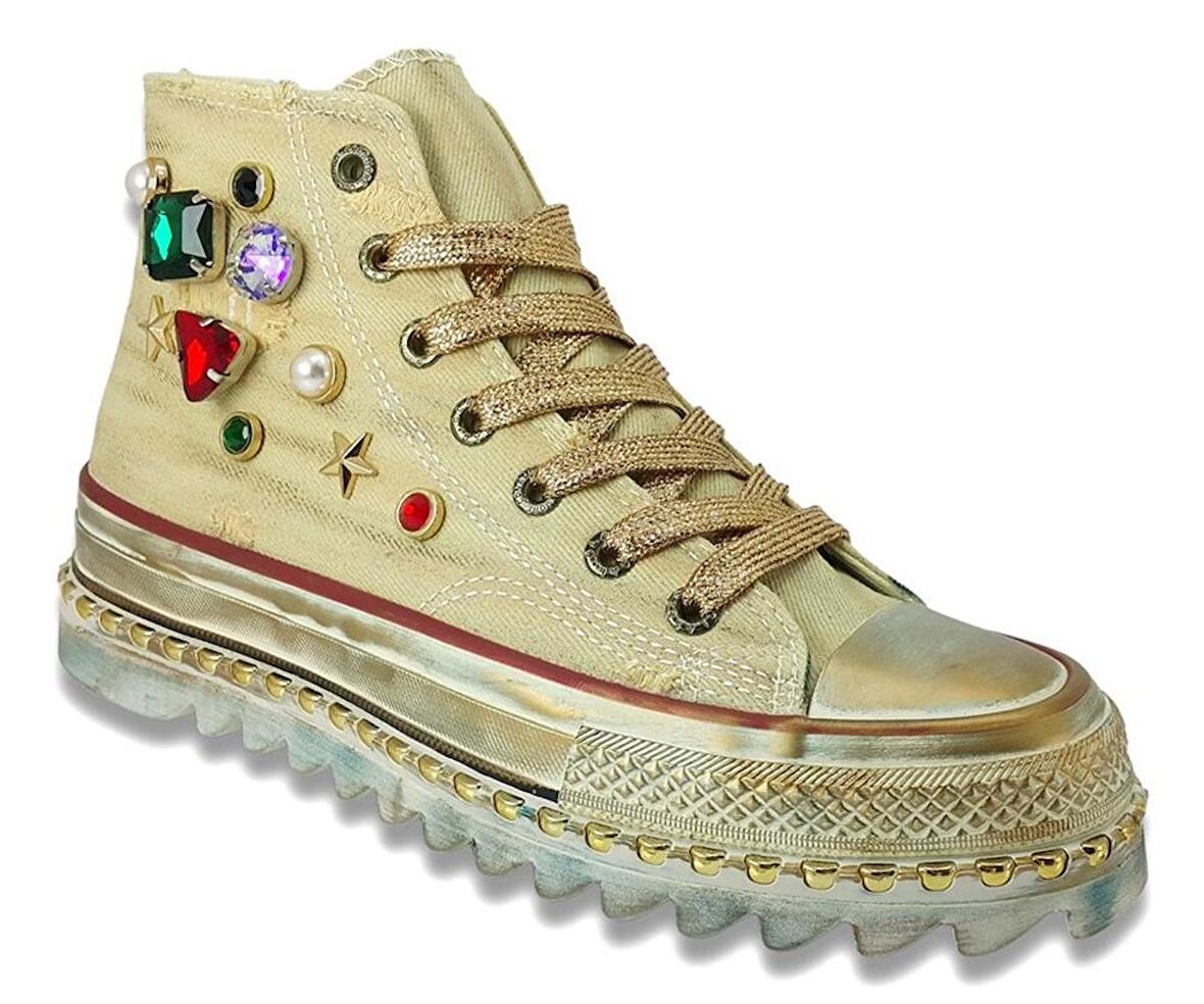 Guja 481 23YA Sneaker Günlük Bayan Spor  Ayakkabı Bej