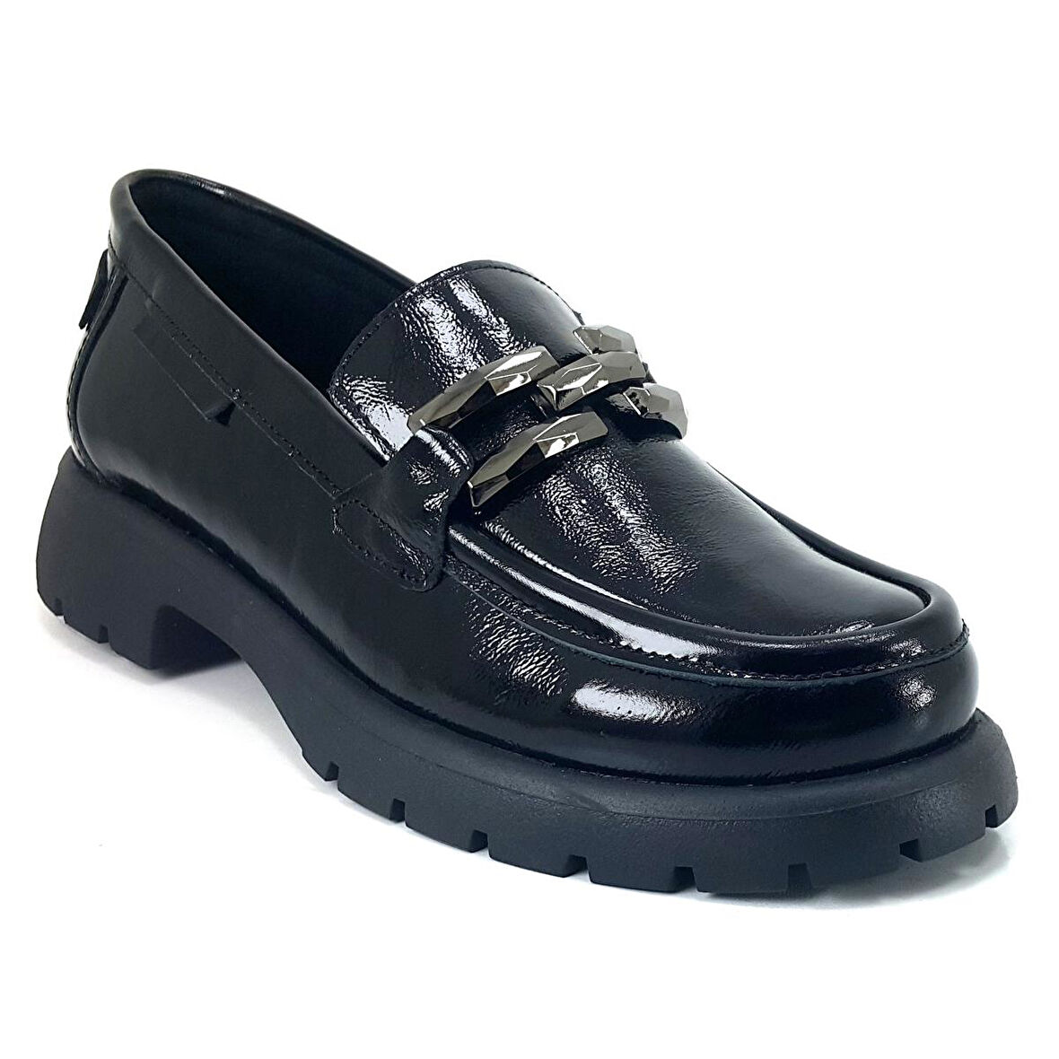 Mammamia 3235 24KA Kadın Günlük Ayakkabı - Siyah Rugan