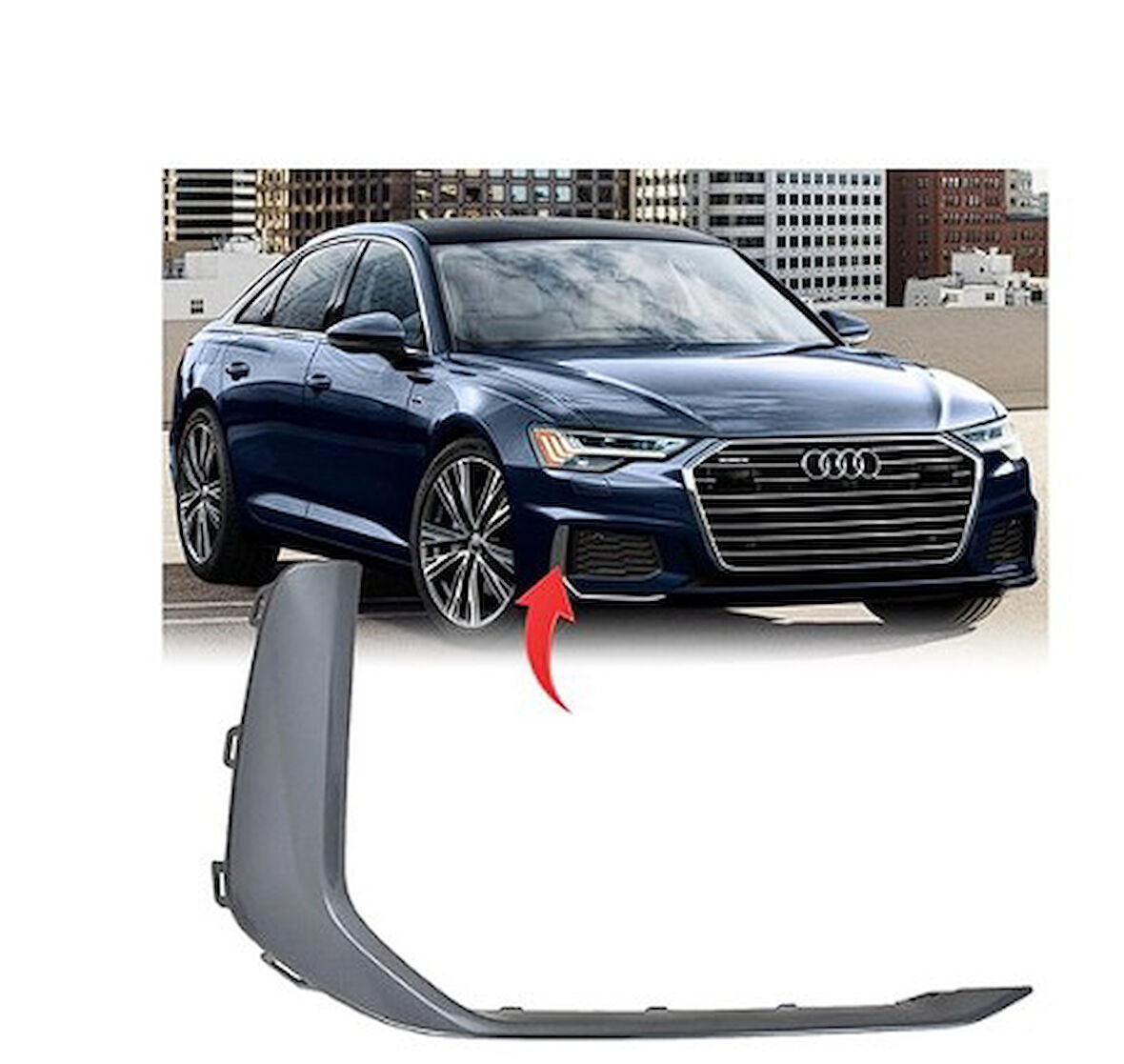 Audi A6 Süs Çıtası Sag Platin Gri Ön Tampon 2019-2022
