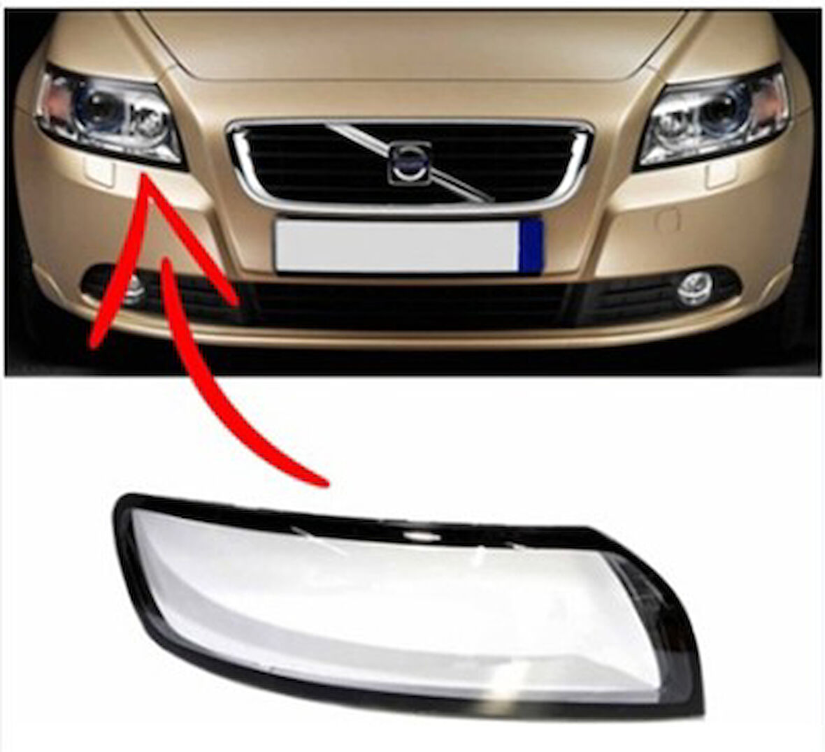 Volvo S40 Far Camı Sag 2007-2012 Uyumlu
