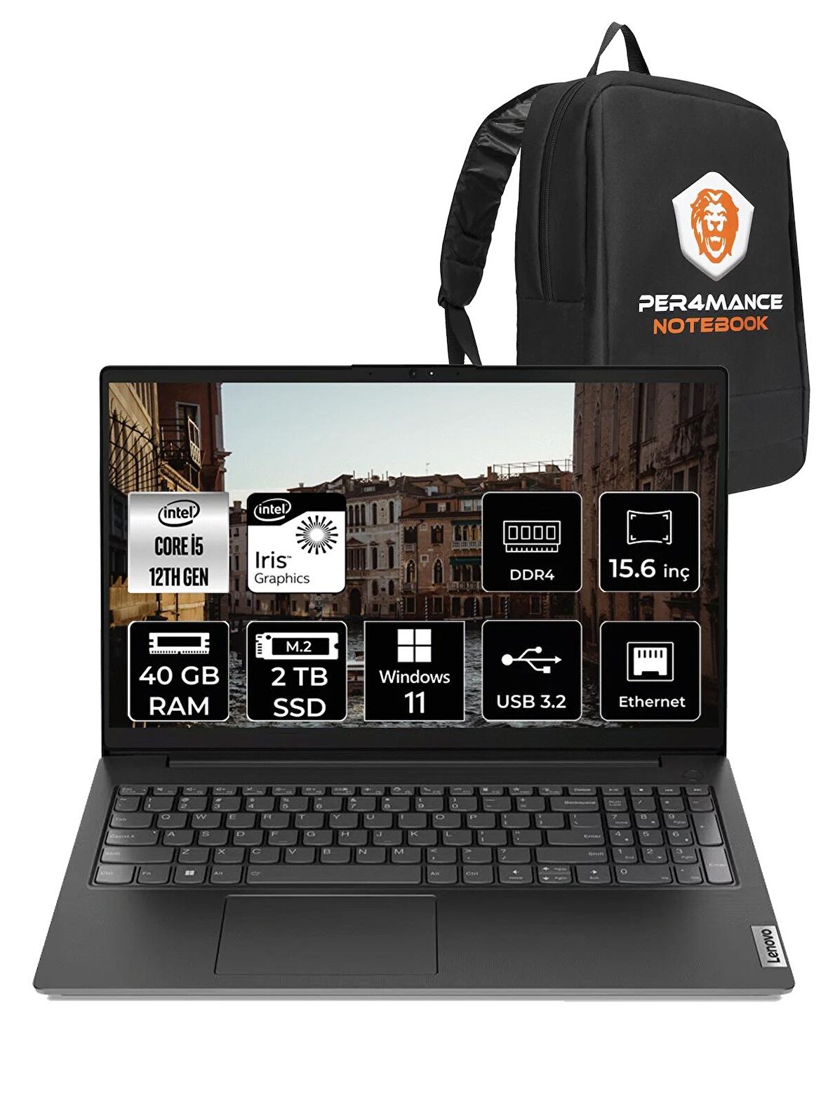 Lenovo V15 G3 i5-1235U 40GB 2TB SSD 15.6" FHD W11 HOME 82TT008PTX & PER4 ÇANTA