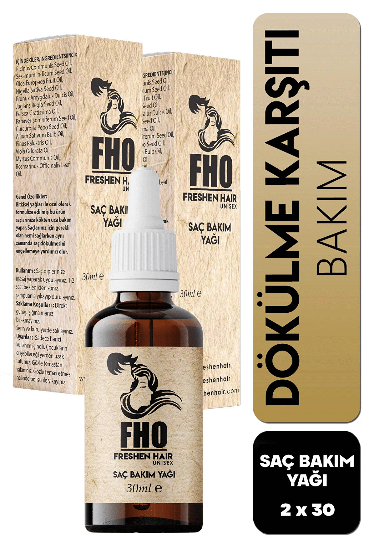 FHO Freshen Hair Dökülen Yavaş Uzayan Saçlara Özel Bitkisel Saç Bakım Serumu 2 x 30 ML