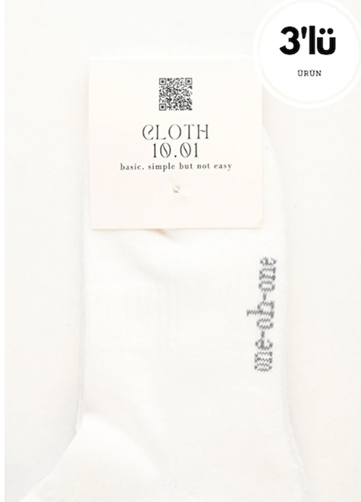 Cloth 3'lü Paket Pamuklu Kısa Spor Çorap (Tenis Çorabı)