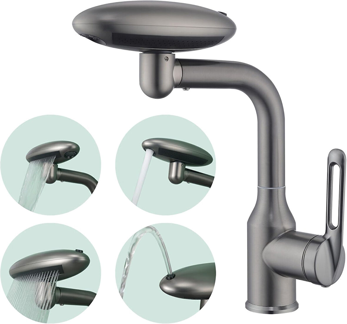 Fonksiyonel Banyo Lavabo Bataryası - Saç Yıkama-Abdest-Hijyen Tasarımı Lavabo Musluğu ABS Plastik