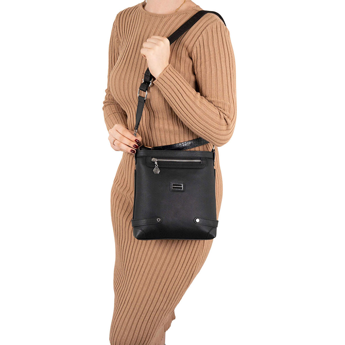 Silver Polo  Kadın Çapraz Çanta 1120-44135 SILVER POLO ÇAPRAZ Kadın ÇANTASI M86 SİYAH-MAT SİYAH