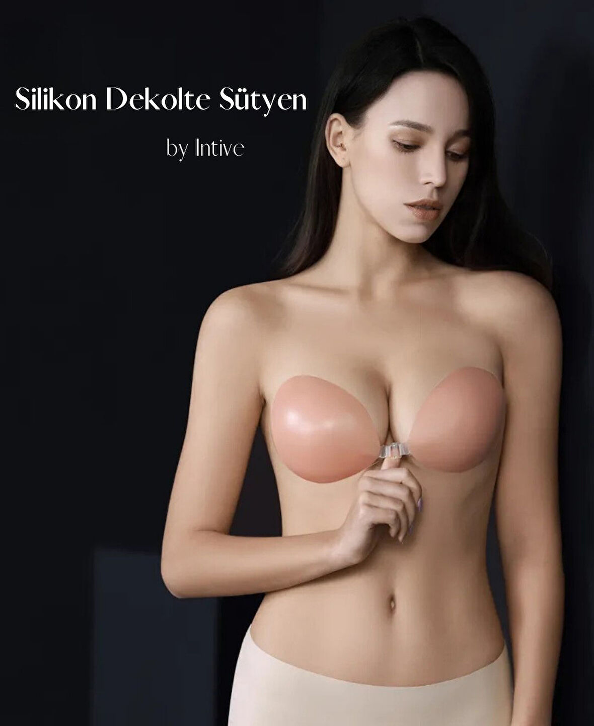 Ten Rengi Dekolte Silikon Yapışkanlı Önden Kopçalı Desteksiz Silikon Et Sütyen-1020