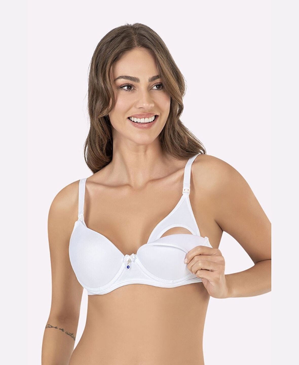 Kaplı Balenli Desteksiz Emzirme Sütyeni (Siyah, Ten, Beyaz) -3628