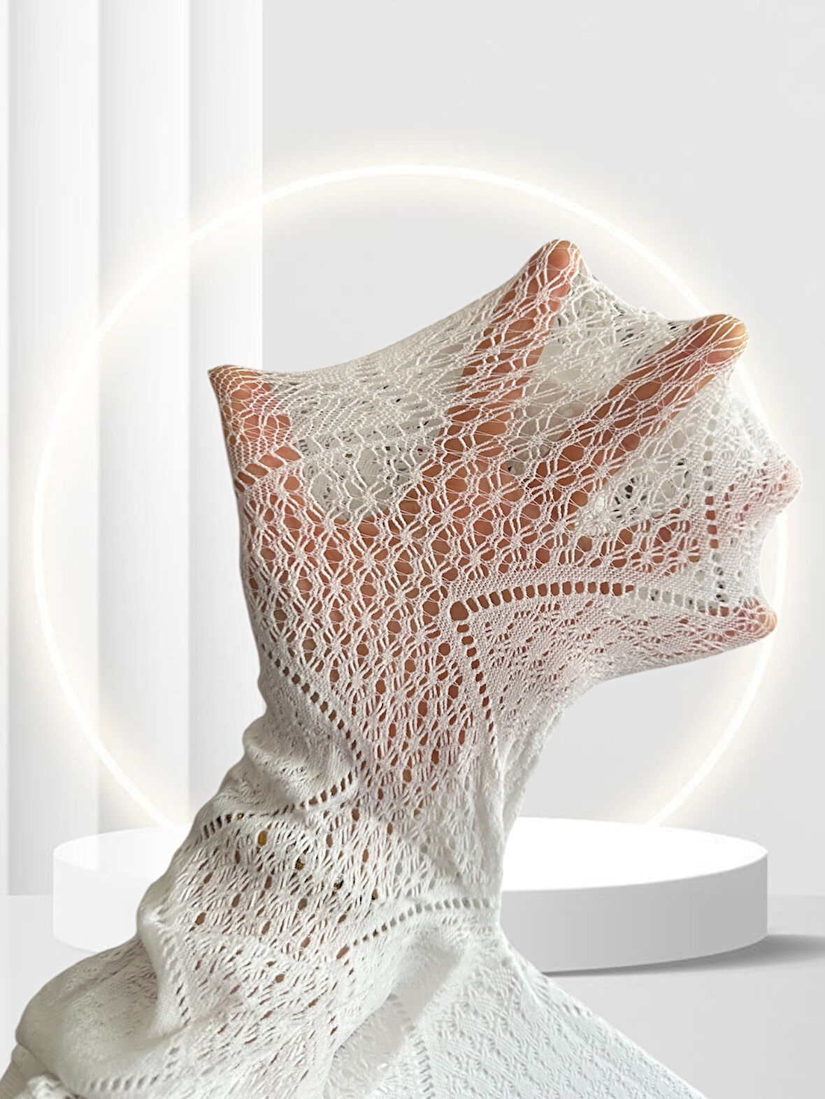 Pierre Cardin Paris Susanne Beyaz Desenli Fileli Şık Modern Külotlu Çorap