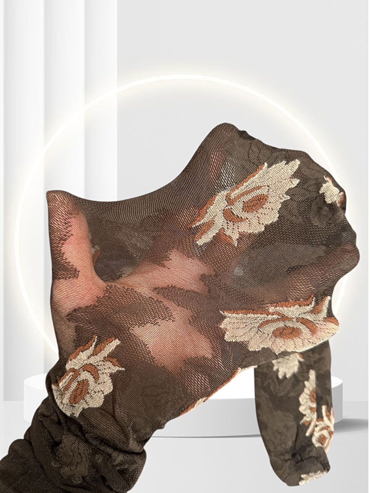 Grisi Tania Çiçek Desenli Baskılı Güpür Dantel Görünümlü 20 Den Desenli Külotlu Çorap (Made in Italy)