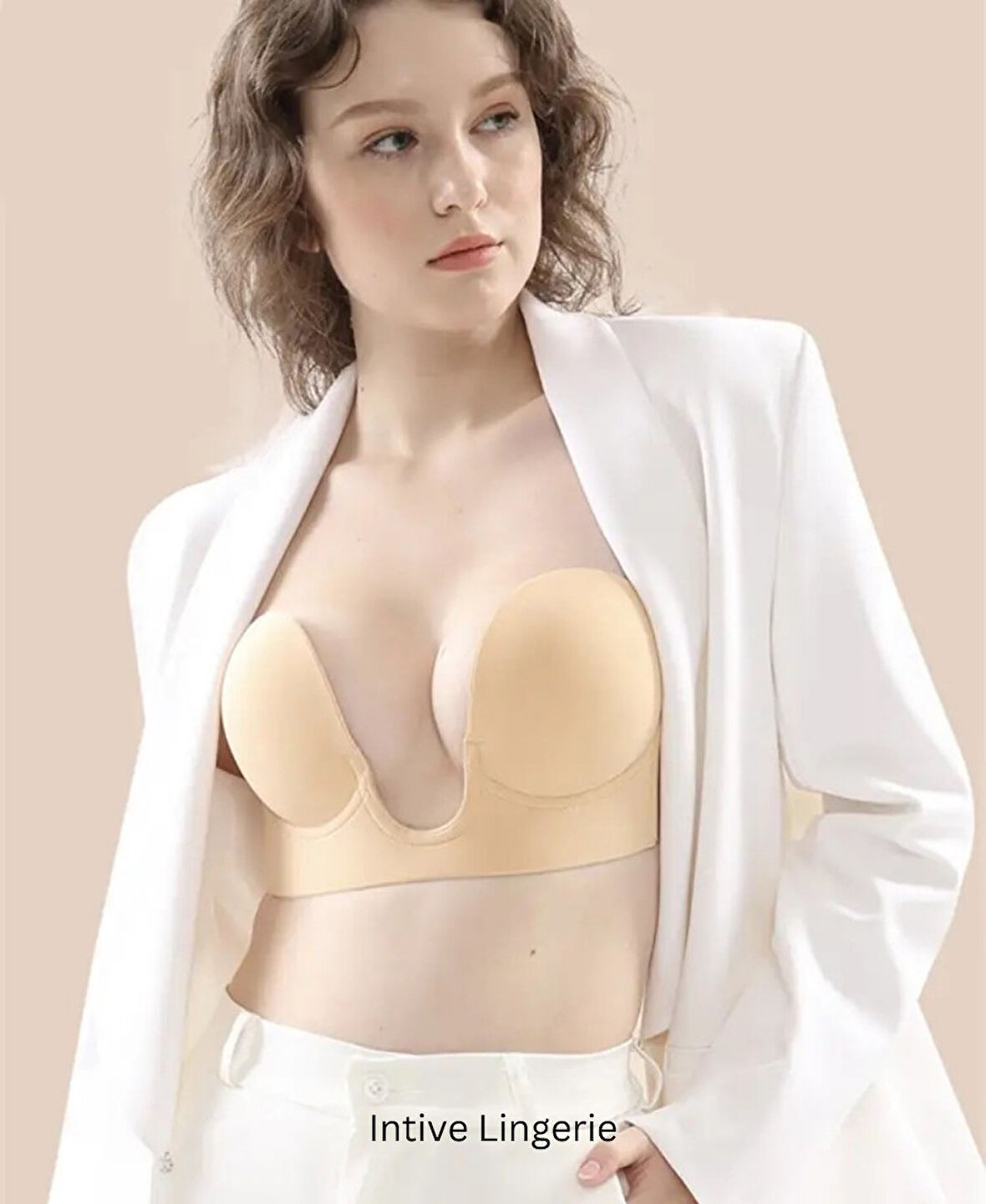 Intive Göğüs ve Sırt Dekolte Kıyafetler İçin Balenli Hayalet Push-up Büstiyer Sütyen