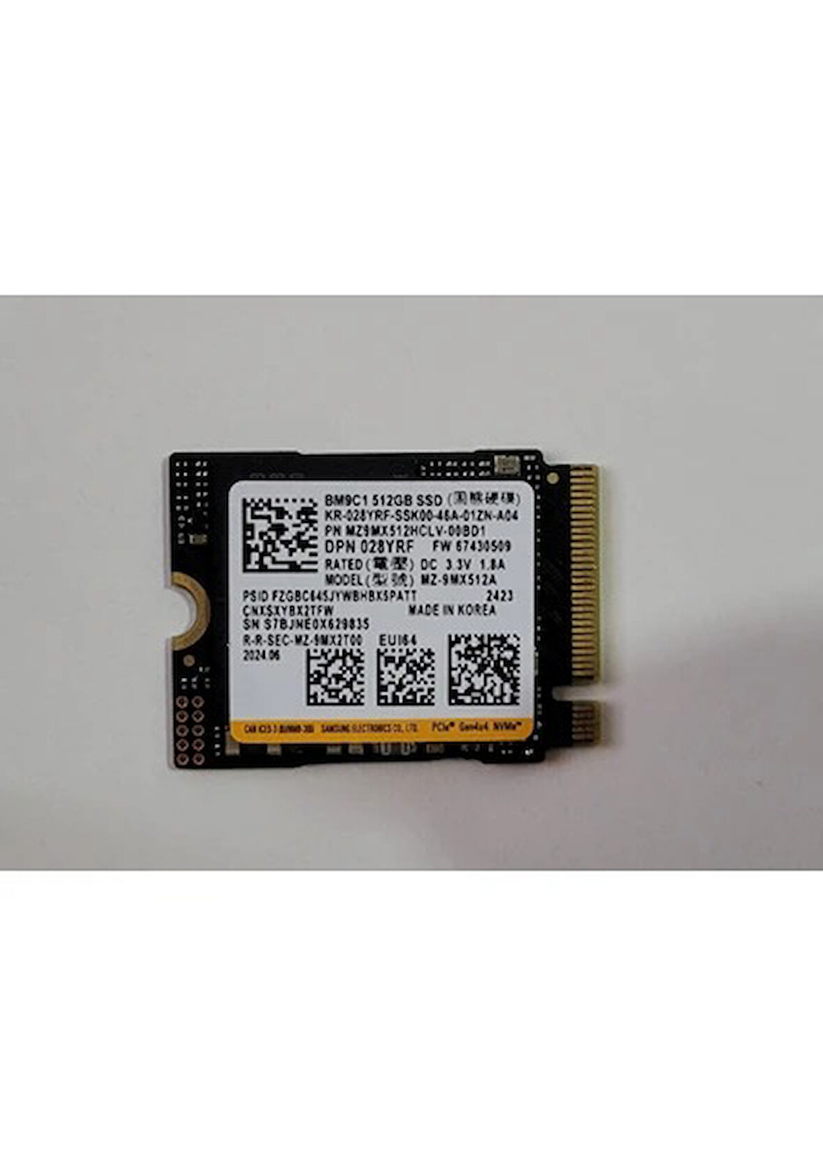 SAMSUNG BM9C1 2230 512GB M.2 PCIE 3100/1800 SSD (Kutusuz) 9MX512A