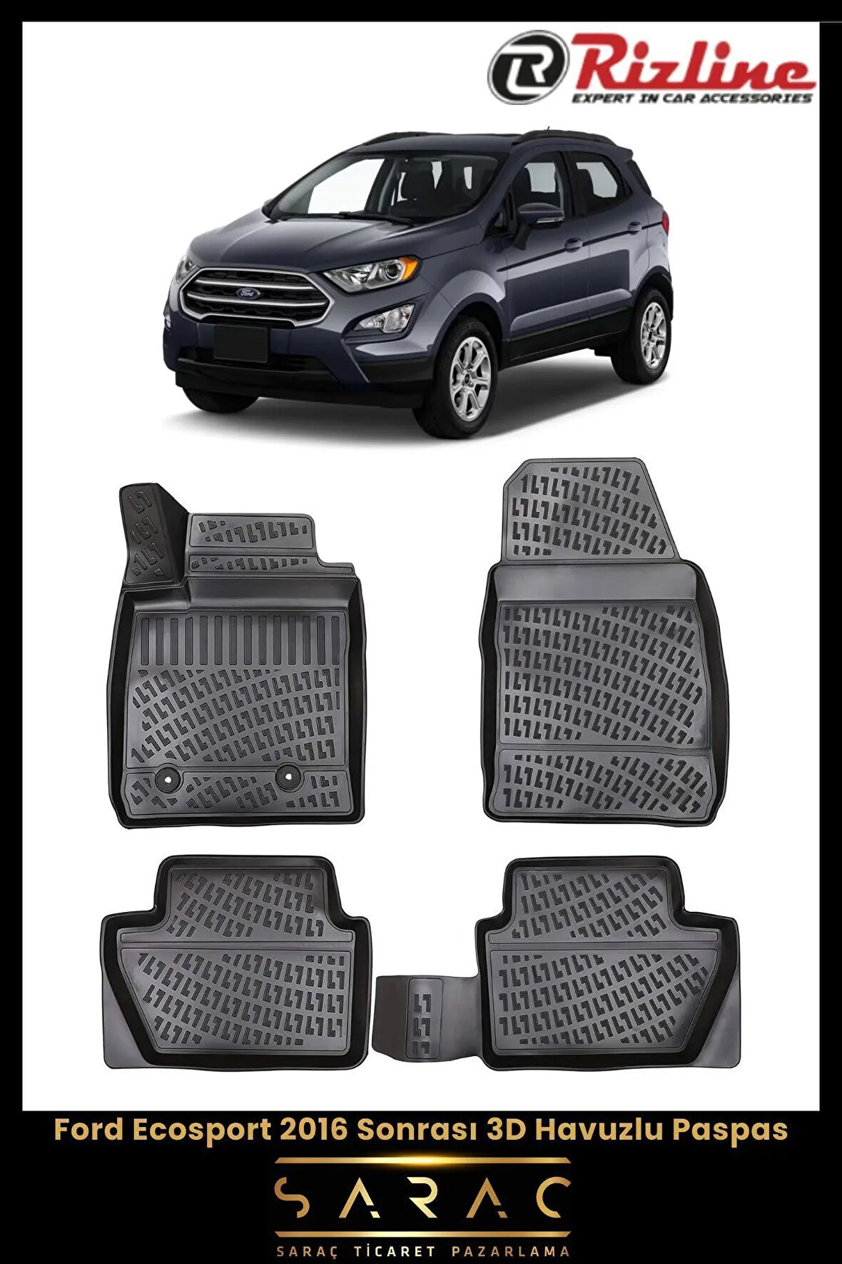 Rizline Ford Ecosport 2023 Model 3D Havuzlu Paspas