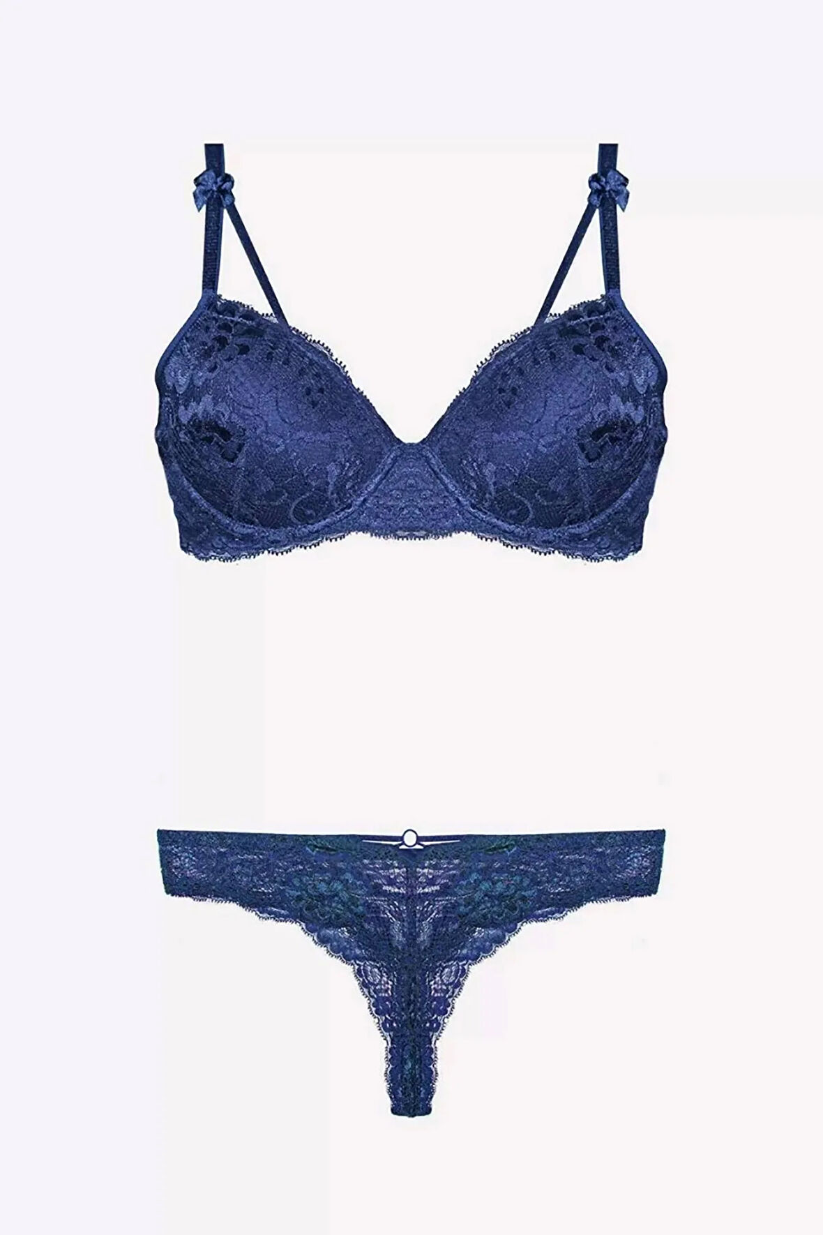 Destekli Lacivert Sütyen Takımı 4430