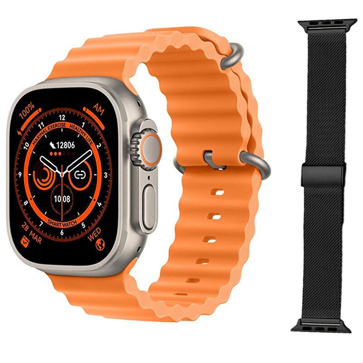 Pazariz Gs8 Watch 8 Ultra Siyah - Turuncu Akıllı Saat