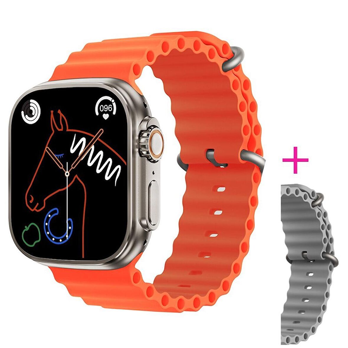 Pazariz Gs8 Watch 8 Ultra Gri - Turuncu Akıllı Saat