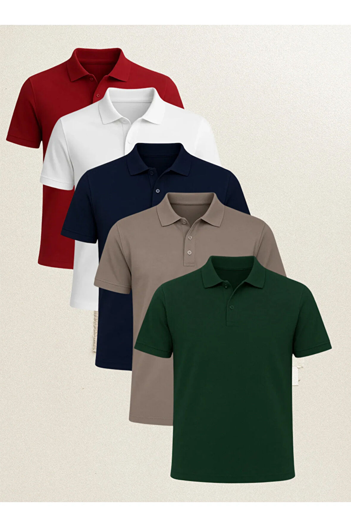 Erkek Giyim 5 Adet %100 Pamuklu Çok Renkli Regular Fit Polo Yaka T-Shirt LL.D01.IN1.002