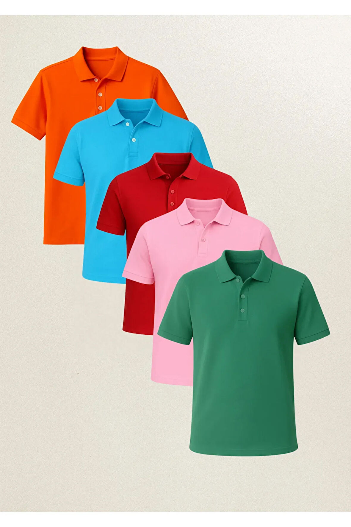 Erkek Giyim 5 Adet %100 Pamuklu Regular Fit Çok Renkli Polo Yaka T-Shirt LL.D01.IN1.003