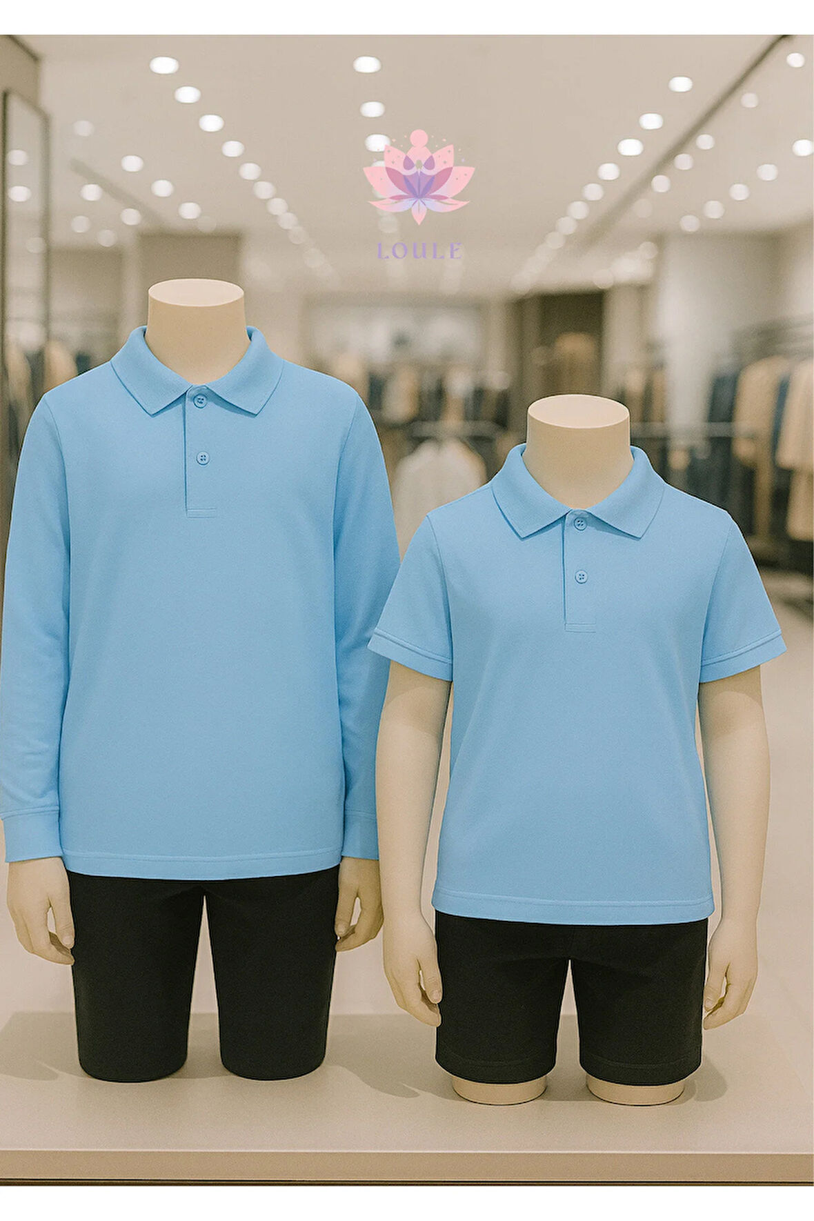 %100 Pamuk Uzun Kol & Kısa Kol 2 Adet Polo Yaka Tişört LL.DC.IN1.002