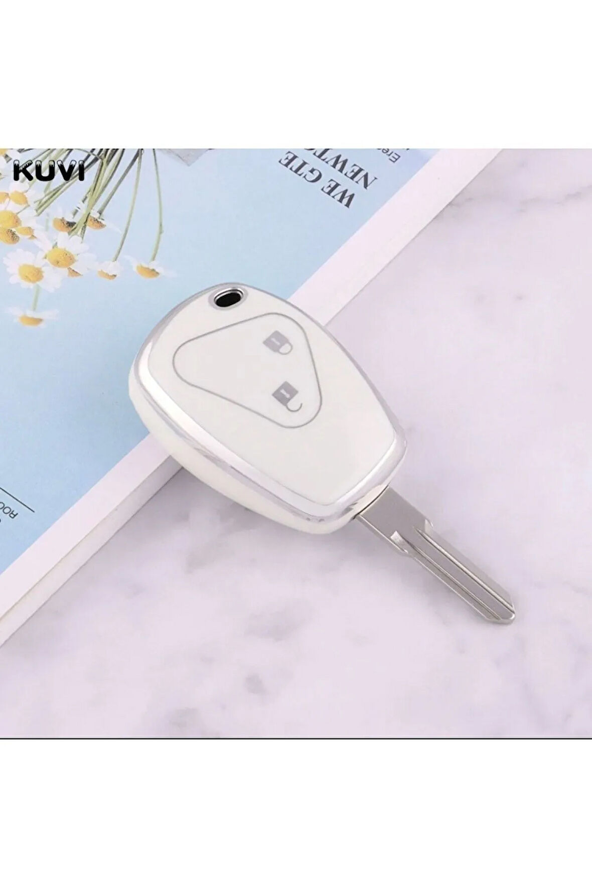 Renault Espace Anahtar Kılıfı 2 Buton Beyaz Renk