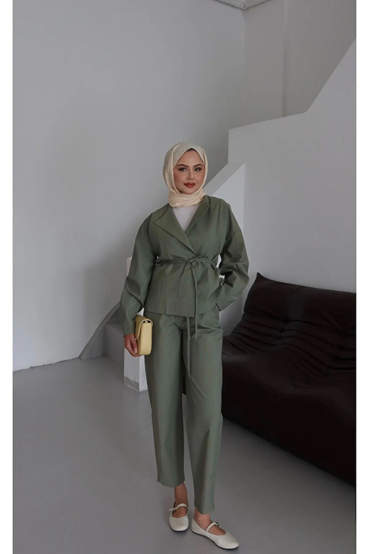 Zenta Kuşak Detay Tesettür Alt Üst Takım TNS-4430