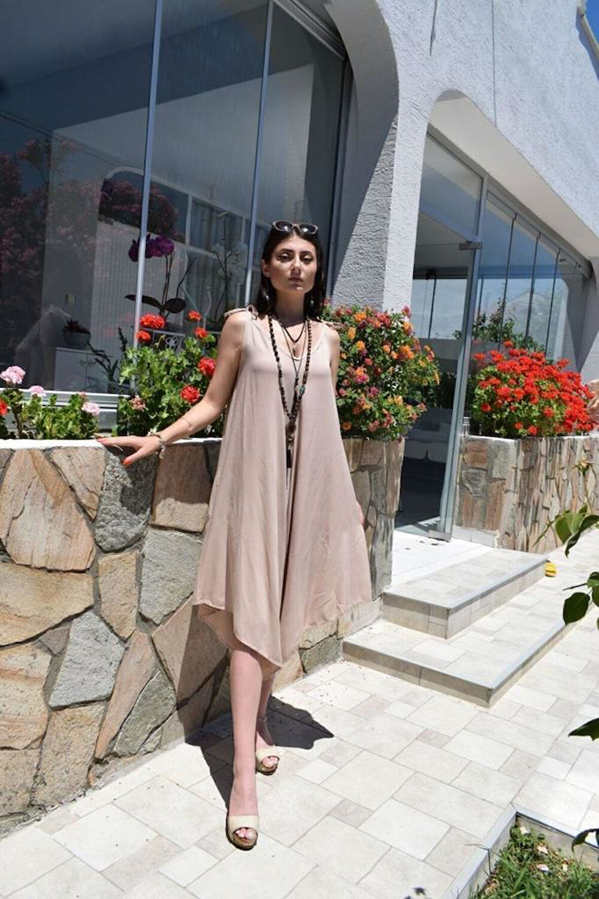 Pasaklı Giyim Kadın Viskon Askılı Cepli Salaş Asimetrik Pantolon Etek Tulum 250h5002