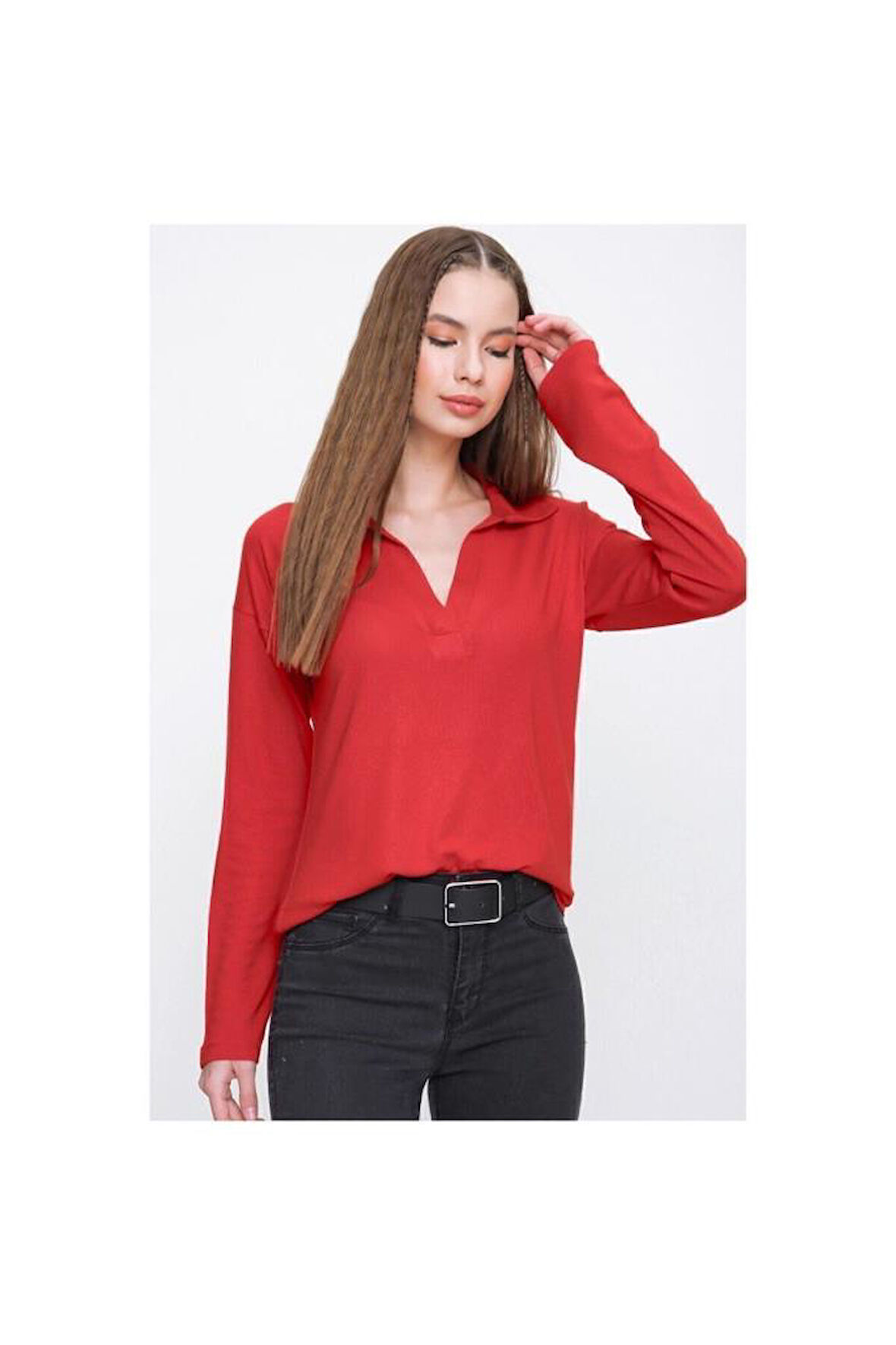 Kadın Antrasit Polo Yaka Bluz 2749160