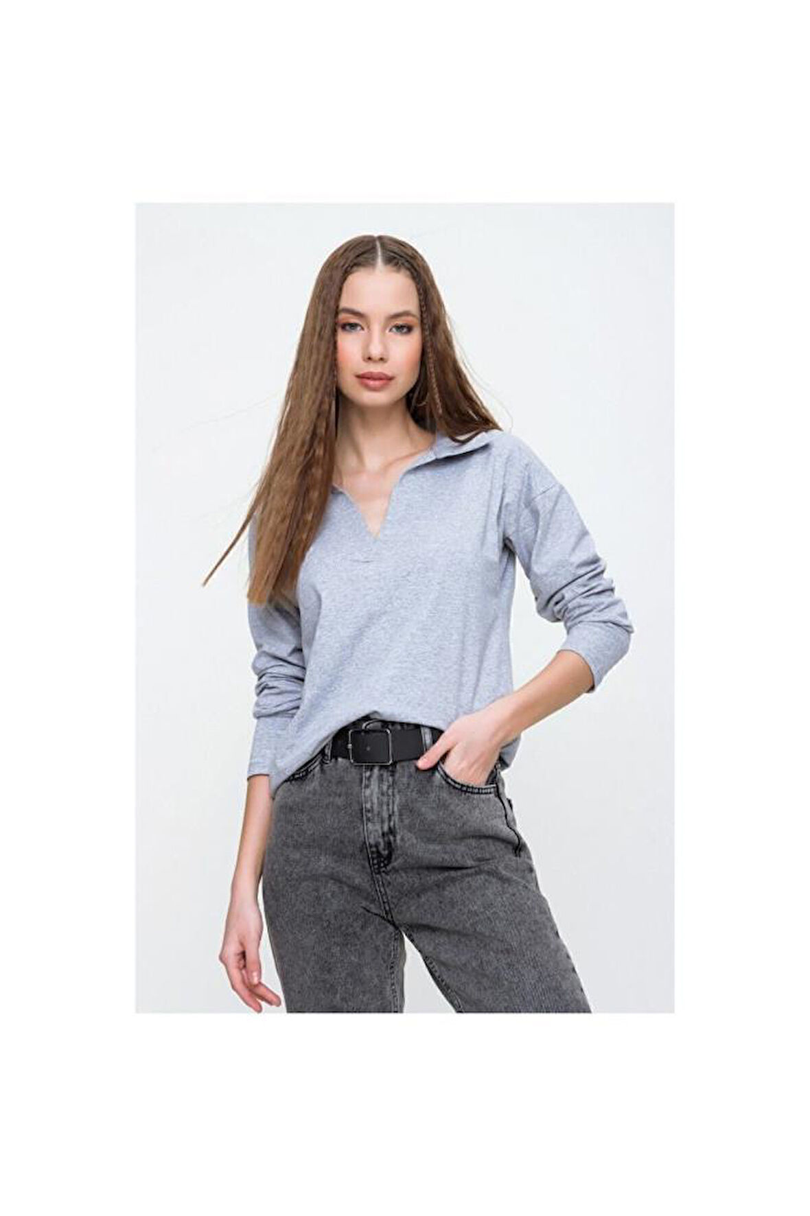 Kadın Polo Yaka Uzun Kollu Bluz 2749160