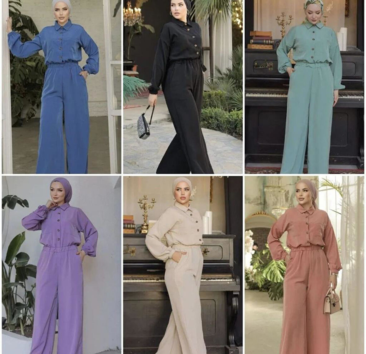 Kadın Cepli Beli Kolu Lastikli Uzun Kol Bol Kesim Tesettüre Uygun Kupra Tulum 3360400