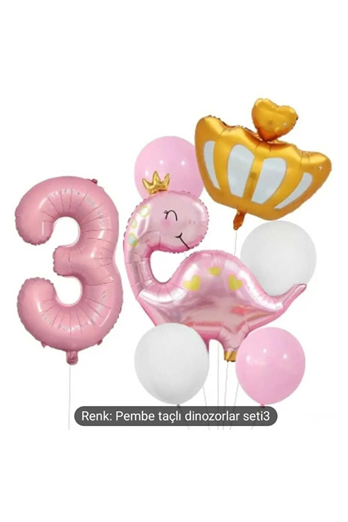 PEMBE DİNAZOR FOLYOLU YAŞ BALON SET