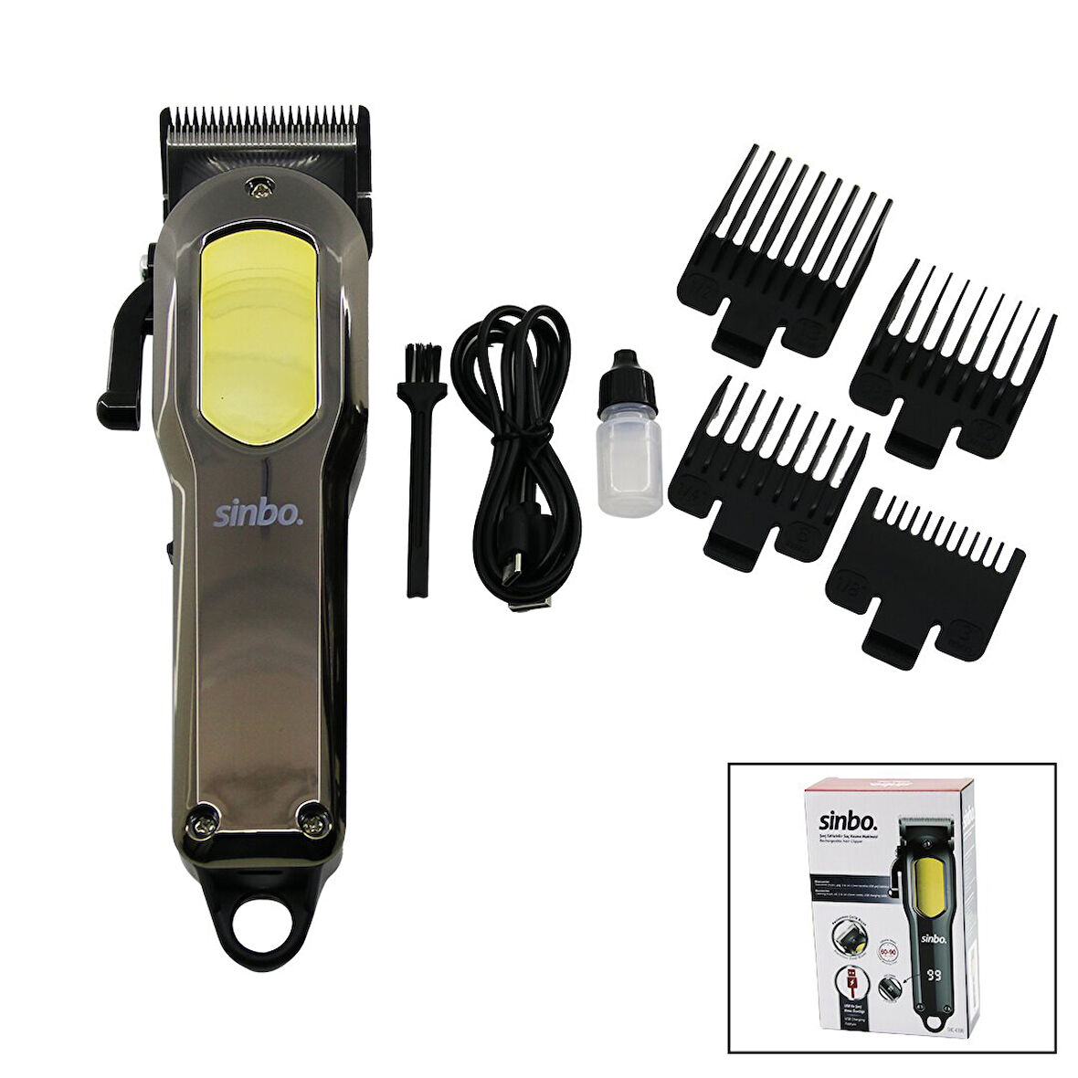 Kesim Ayar Mandalli Usb Şarjli - Lcd Göstergeli Saç Kesme Tıraş Makinesi Gövde Krom Kaplama Shc-4396  Go5060Gok111542