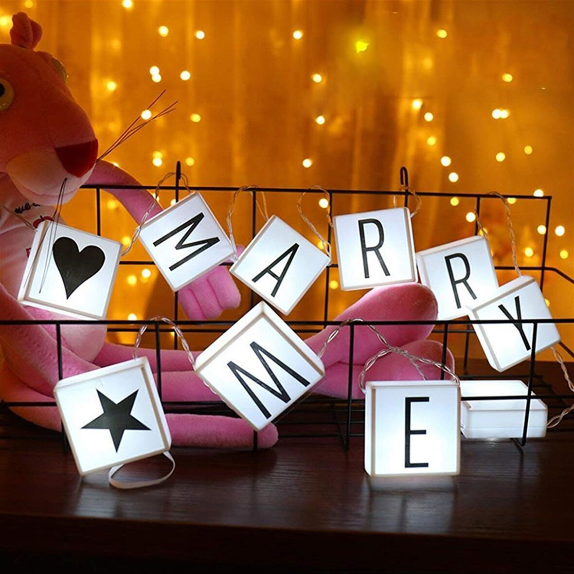 10&amp;apos;lu Lightbox Işıklı Harf Mesaj Panosu Dekoratif Harf Işık Zinciri  GO50603349870