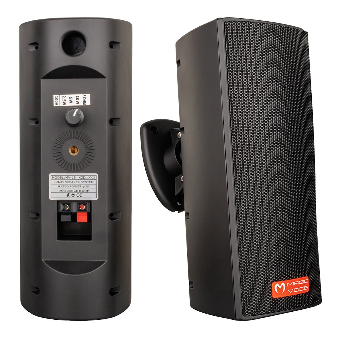 MAGICVOICE MV-26 2*7.5 CM 50 WATT 2Lİ TAKIM SİYAH TRAFOLU SÜTUN HOPARLÖR  GO50602914860