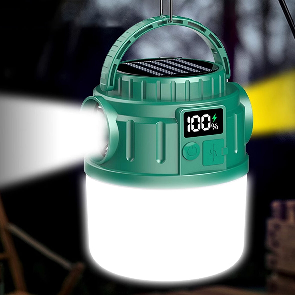 24 LED 5 AYDINLATMA MODU + 2 YAN IŞIK (BEYAZ / SARI) 1200 MAH SOLAR KAMP LAMBASI V65-3  GO506089MT-25077