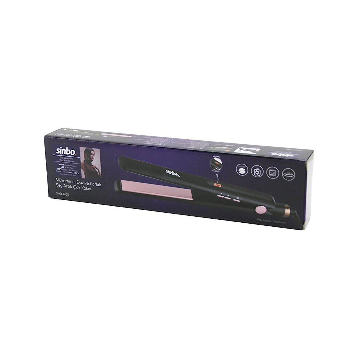 120X25MM DİJİTAL SAÇ DÜZLEŞTİRİCİ MAKİNE SERAMİK KAPLAMA 120-220℃ 360° KABLO=1.8MT SHD-1708 (5060)