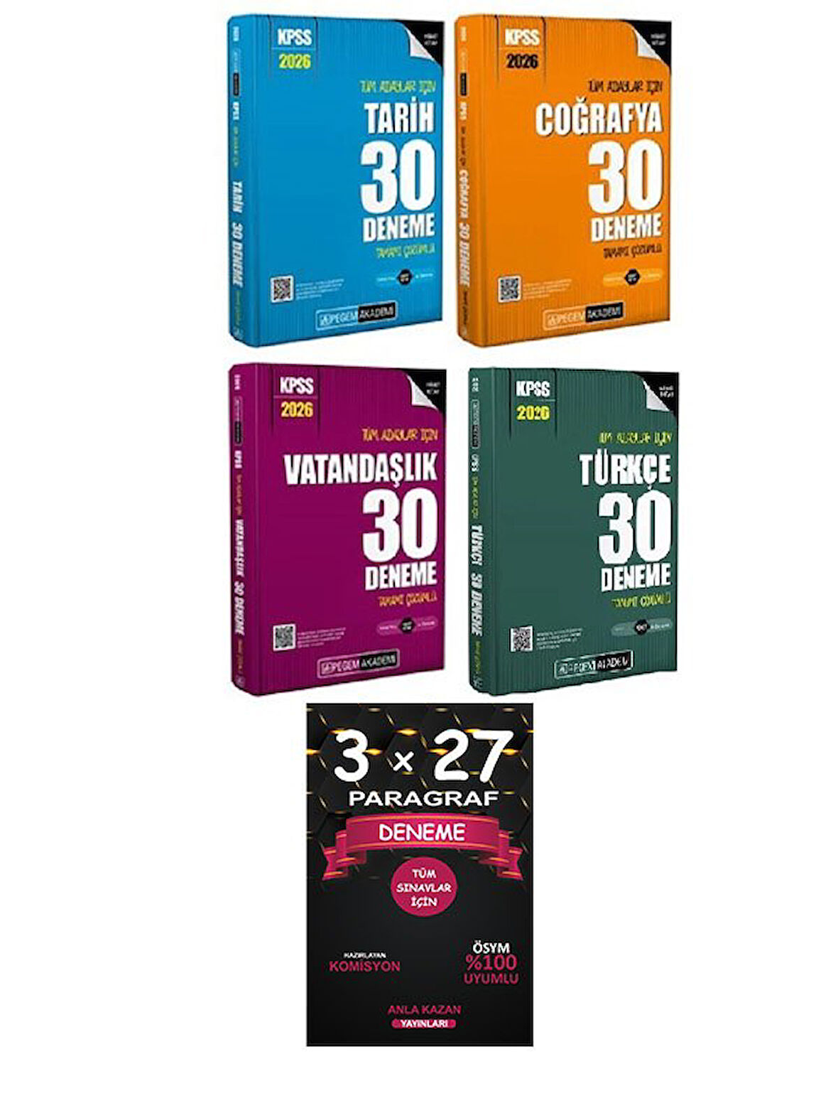 Pegem 2026 KPSS Türkçe+Tarih+Coğrafya+Vatandaşlık 120 Deneme 4 lü Set