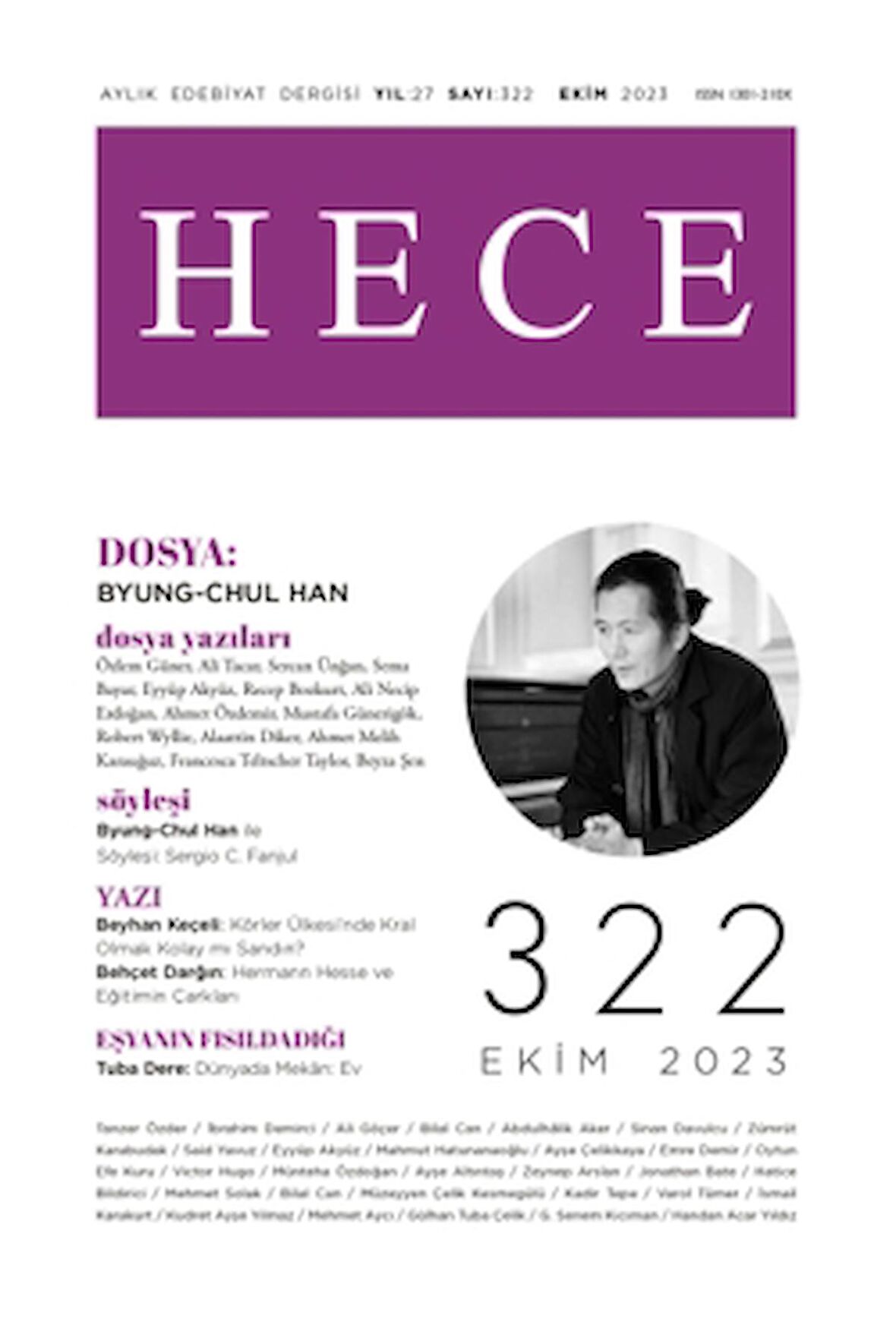 Hece Dergisi - Sayı: 322 Ekim 2023