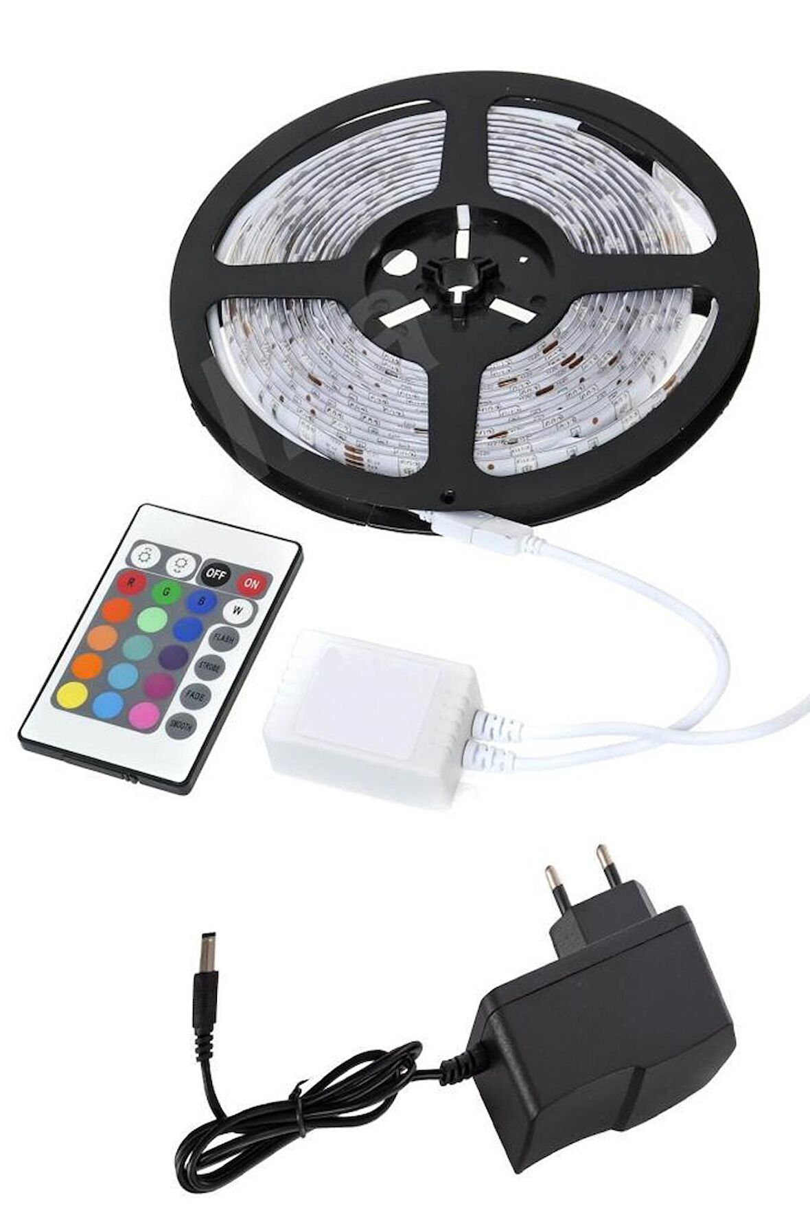 Şahnet Dış Mekan Su Geçirmez RGB Led Şerit - 5 mt Kumandalı ve Trafolu Set