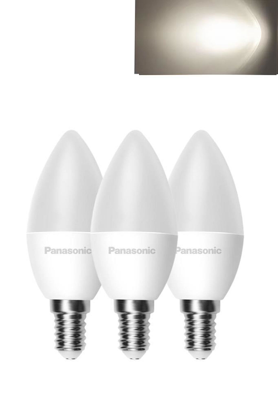 Panasonic 6,5W (50W) Led Mum Ampul Gün Işığı 4000K - E14 3 Adet Avize Lambası