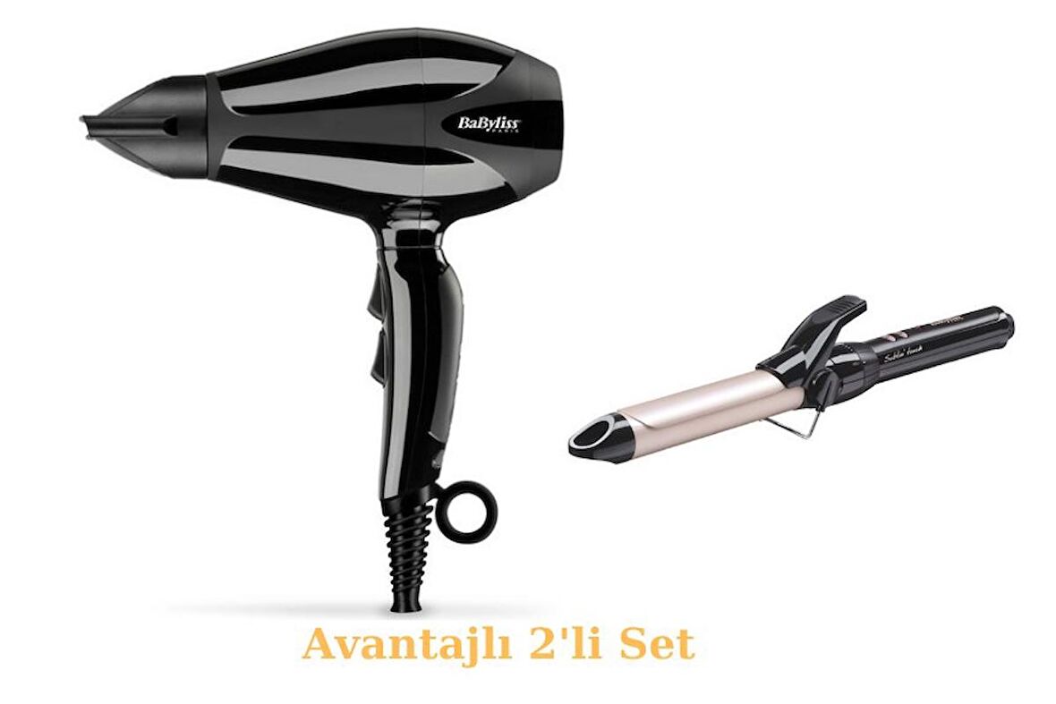 Babyliss 6715DE AC Motorlu 2400W Saç Kurutma Makinesi + C325E Saç Maşası 2'li Avantaj Set