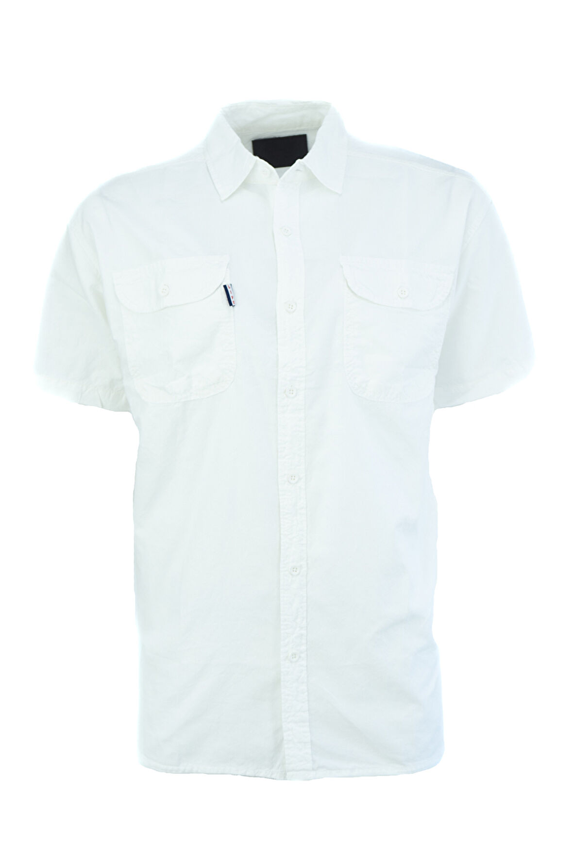 Oppland Erkek Yazlık Kot Gömlek Kısa Kollu Çift Cepli %100 Saf Pamuk Kumaş Rahat Kesim Tam Kalıp