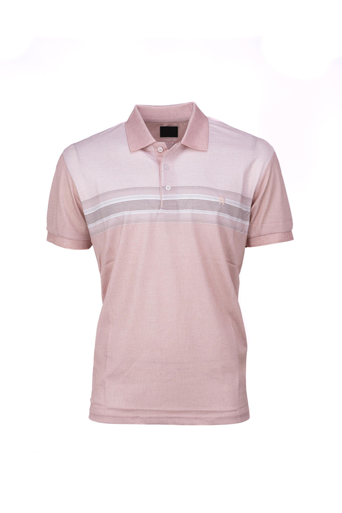 Oppland Erkek Pamuklu Merserize Kumaş T-Shirt Cepsiz Polo Yaka Kısa Kollu Çizgi Desenli Tam Kalıp