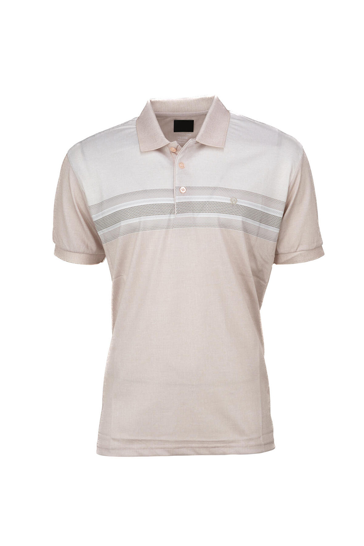 Oppland Erkek Pamuklu Merserize Kumaş T-Shirt Cepsiz Polo Yaka Kısa Kollu Çizgi Desenli Tam Kalıp