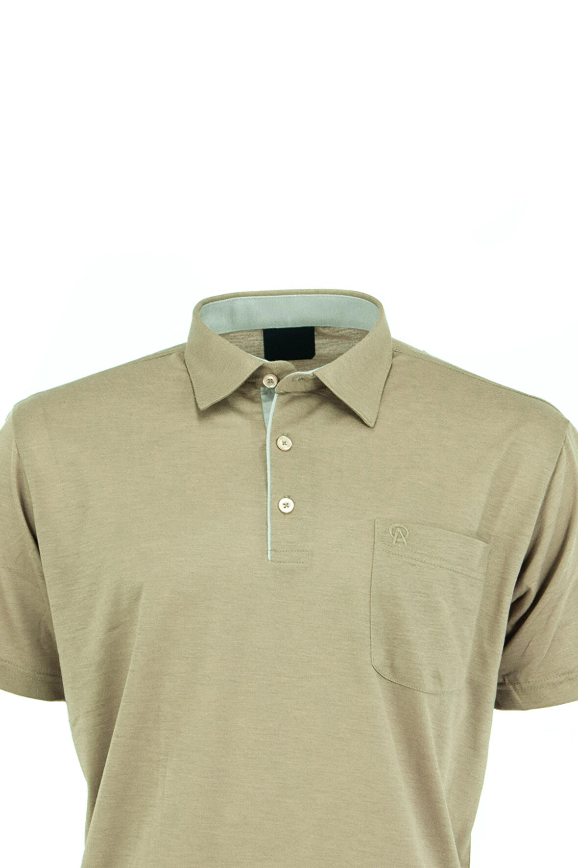 Oppland Erkek Cepli Kısa Kollu Düz Renk Normal Kesim Pamuklu Kumaş Gömlek Yaka T-Shirt