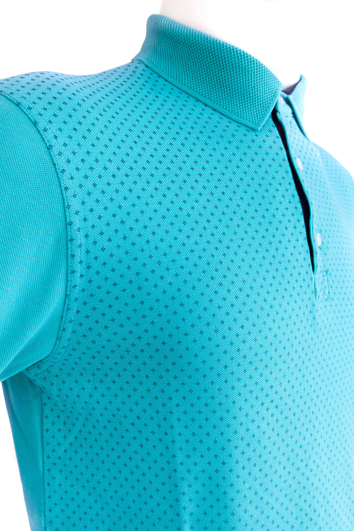 Oppland Erkek Turkuvaz Polo Yaka T-shirt Hedef Baskılı Kısa Kollu Cepsiz Slim Fit Premium Dokuma Kumaş