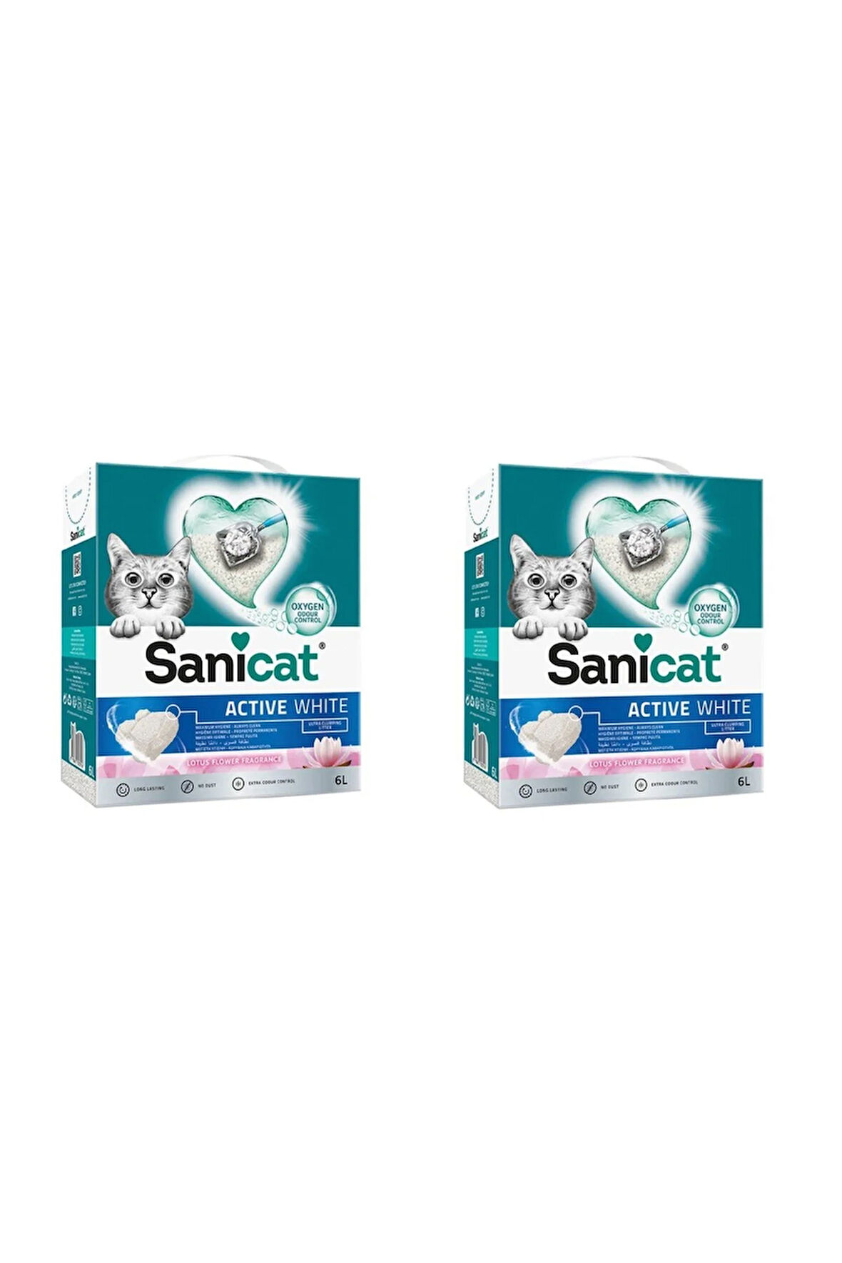 Sanicat Active White Lotus Flower Topkalanan Kedi Kumu 6 Lt. X 2 Adet