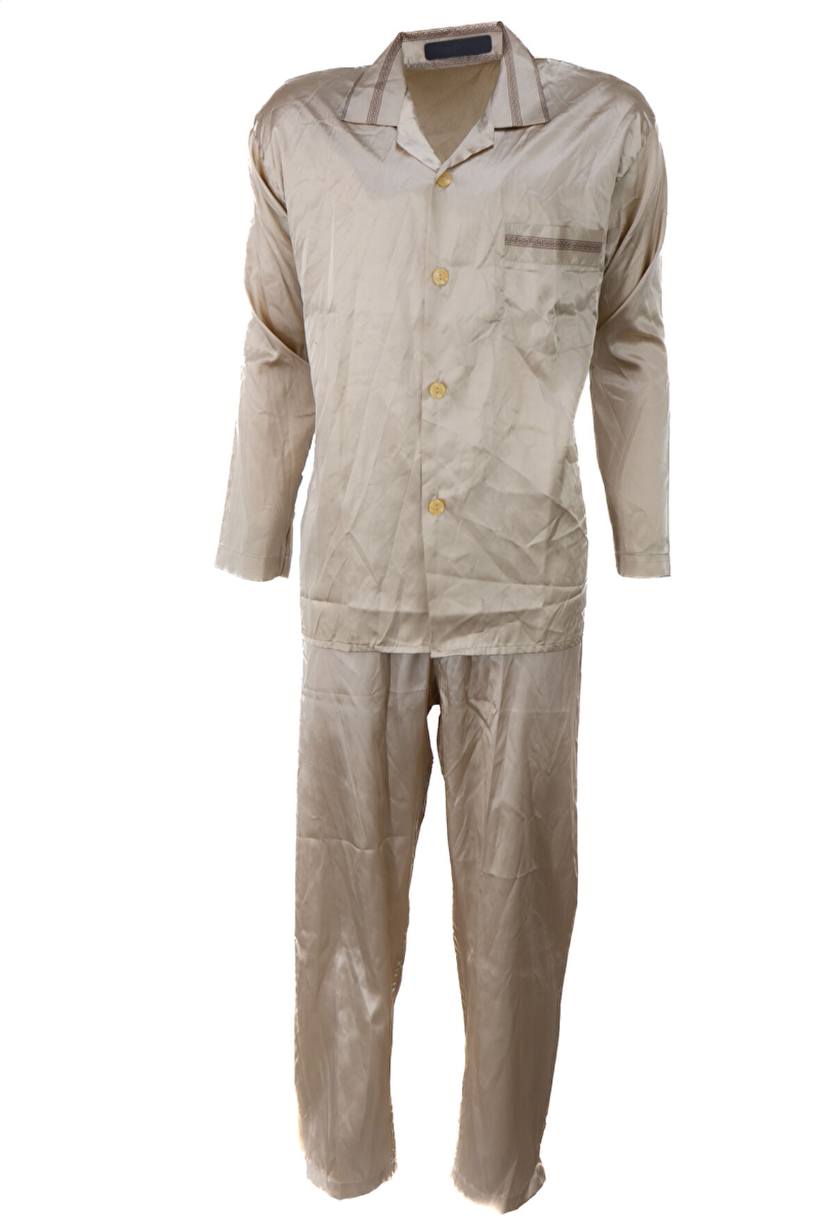 Oppland Erkek Şık Klasik Model Pijama Takımı Premium Saten Kumaş Murcia Model Cepli Tam Kalıp