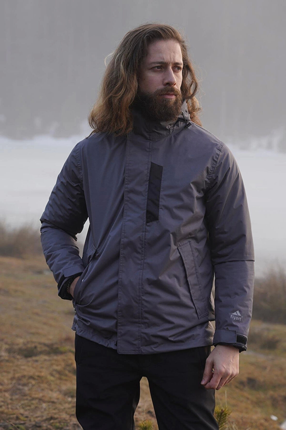 Fiyort FY 76 Floyen Polarlı Su Geçirmez Outdoor Yağmurluk Mont – Erkek Kapüşonlu Ceket